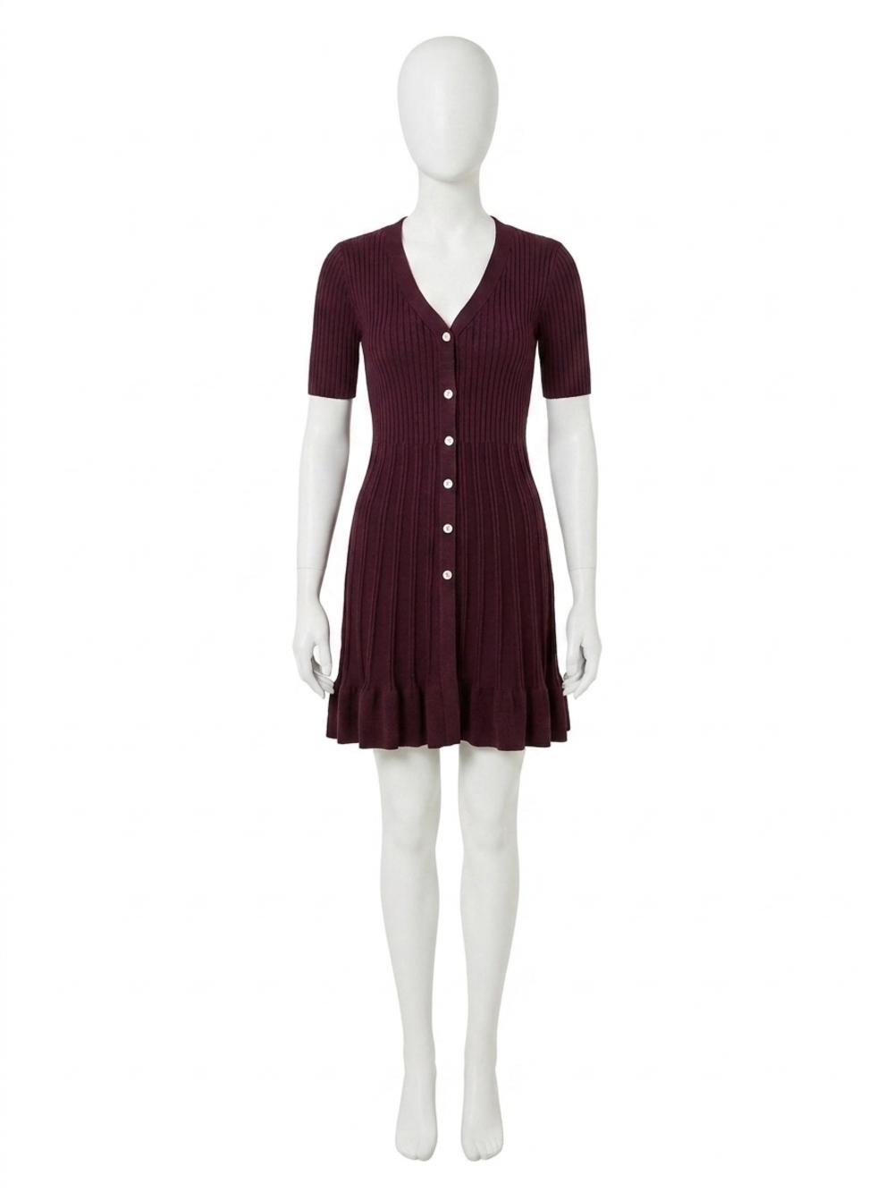 NEW APRICOT ribbed fit & flare dress in burgundy